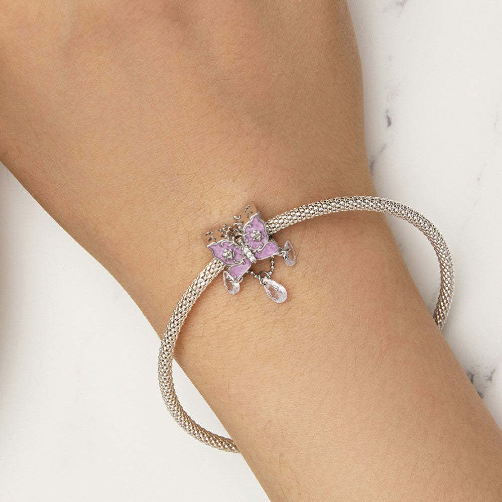 ciondolo a forma di farfalla con diamanti in argento sterling 925 xs1986