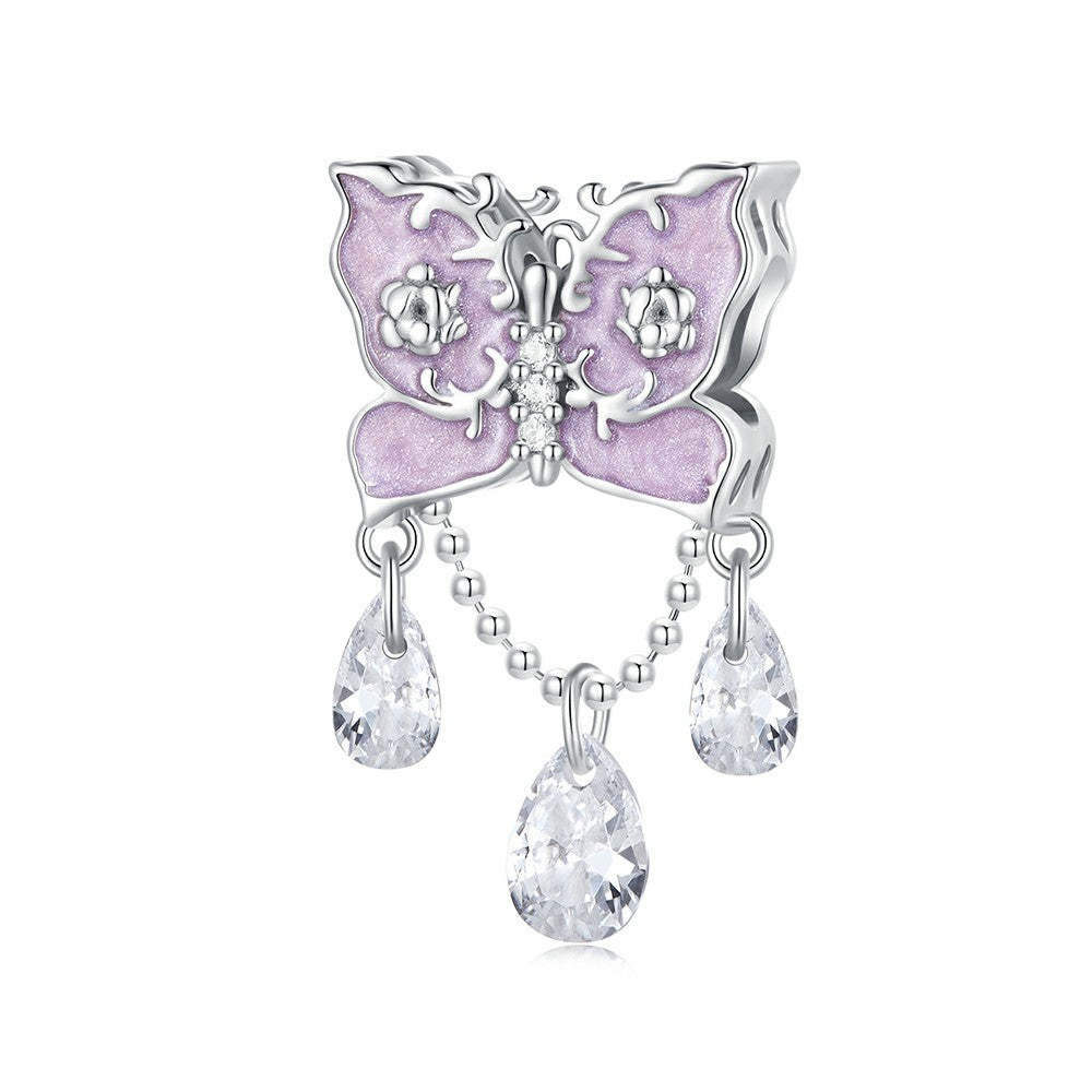 ciondolo a forma di farfalla con diamanti in argento sterling 925 xs1986