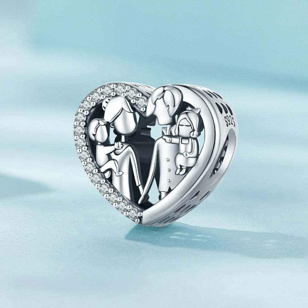 ciondolo a forma di cuore con famiglia felice in argento sterling 925 xs1991