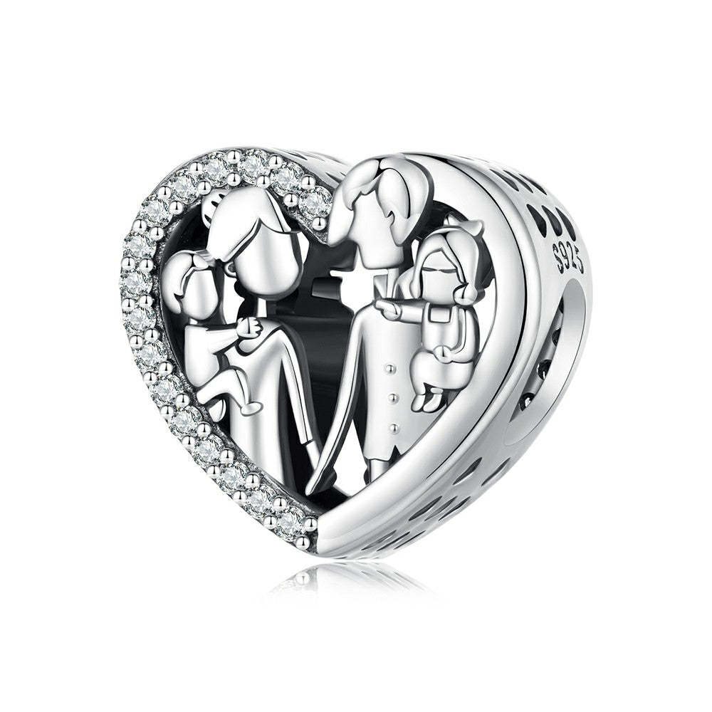 ciondolo a forma di cuore con famiglia felice in argento sterling 925 xs1991
