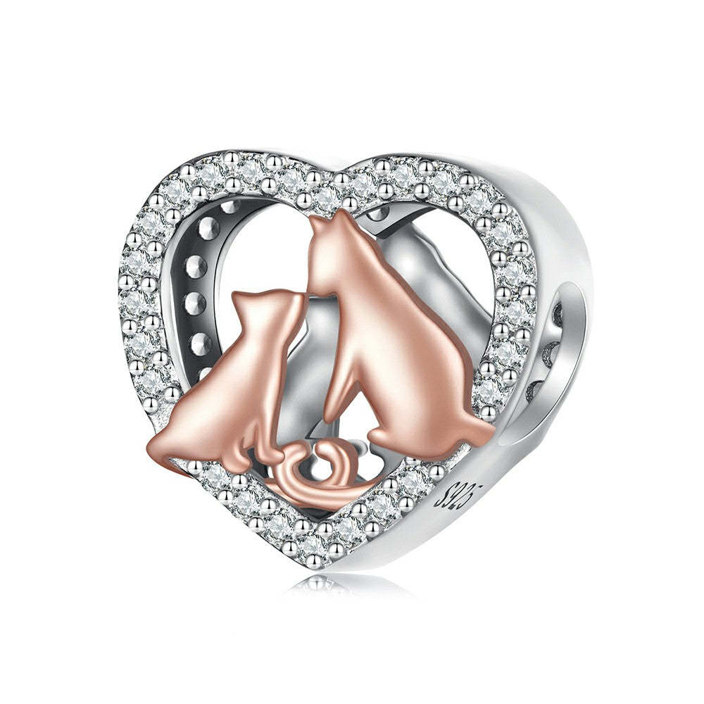 Ciondolo per animali domestici bacio gatto argento sterling 925 xs1992