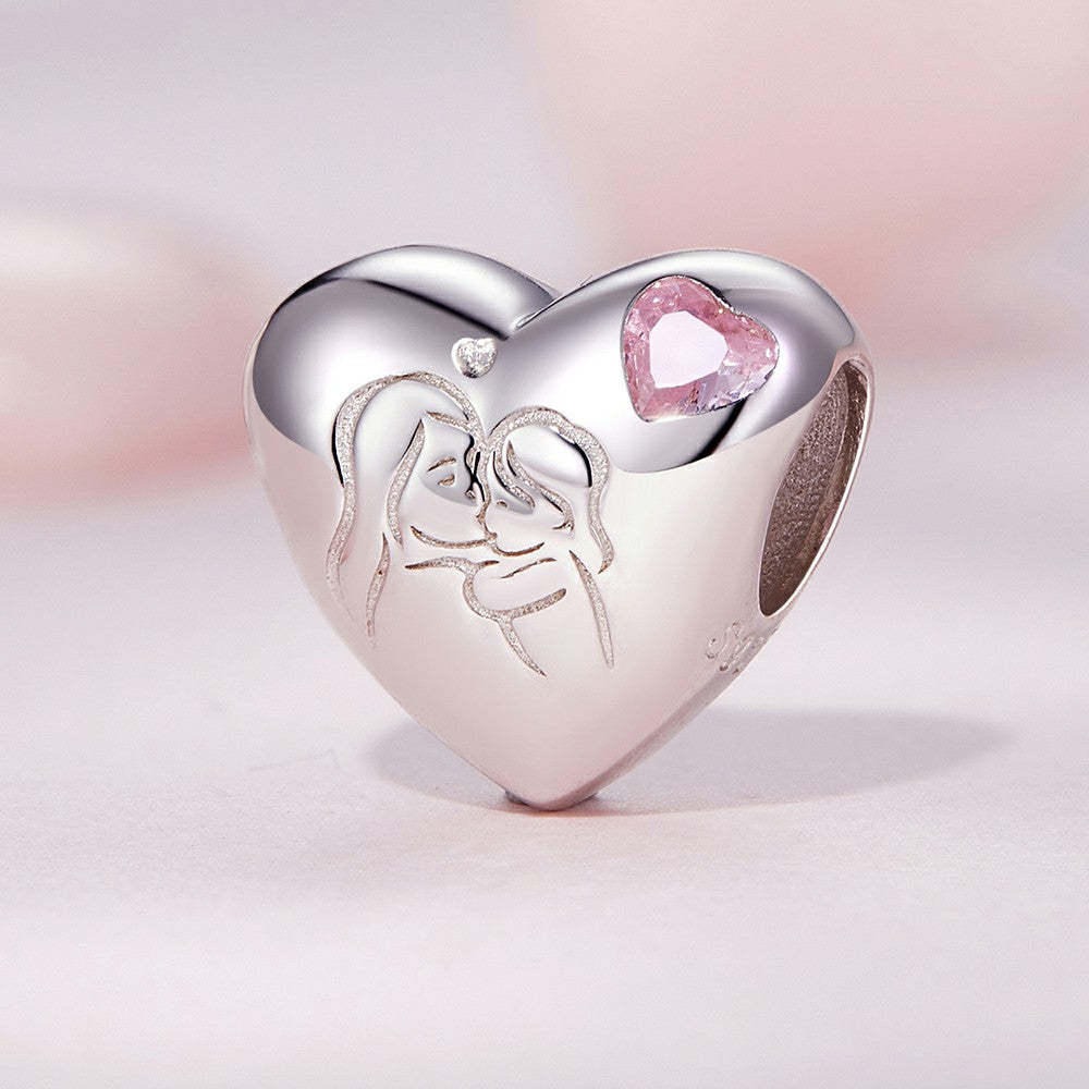 Ciondolo a forma di cuore con amore materno in argento sterling 925, regali per la festa della mamma xs2001