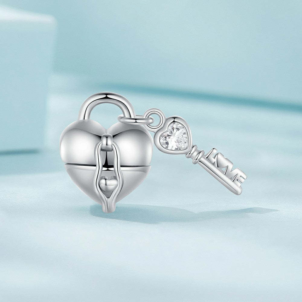 ciondolo con chiave con lucchetto a cuore in argento sterling 925 xs2026
