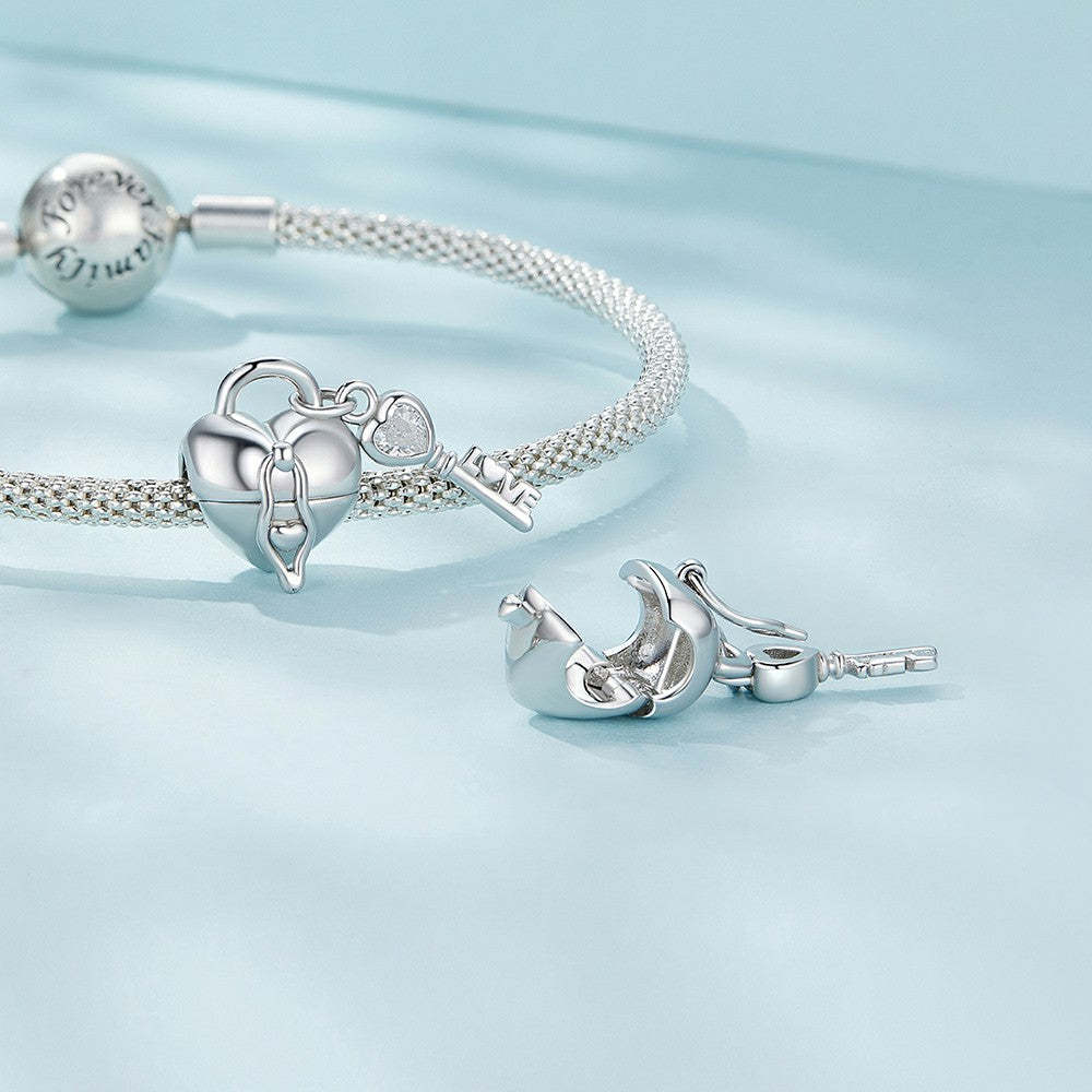 ciondolo con chiave con lucchetto a cuore in argento sterling 925 xs2026