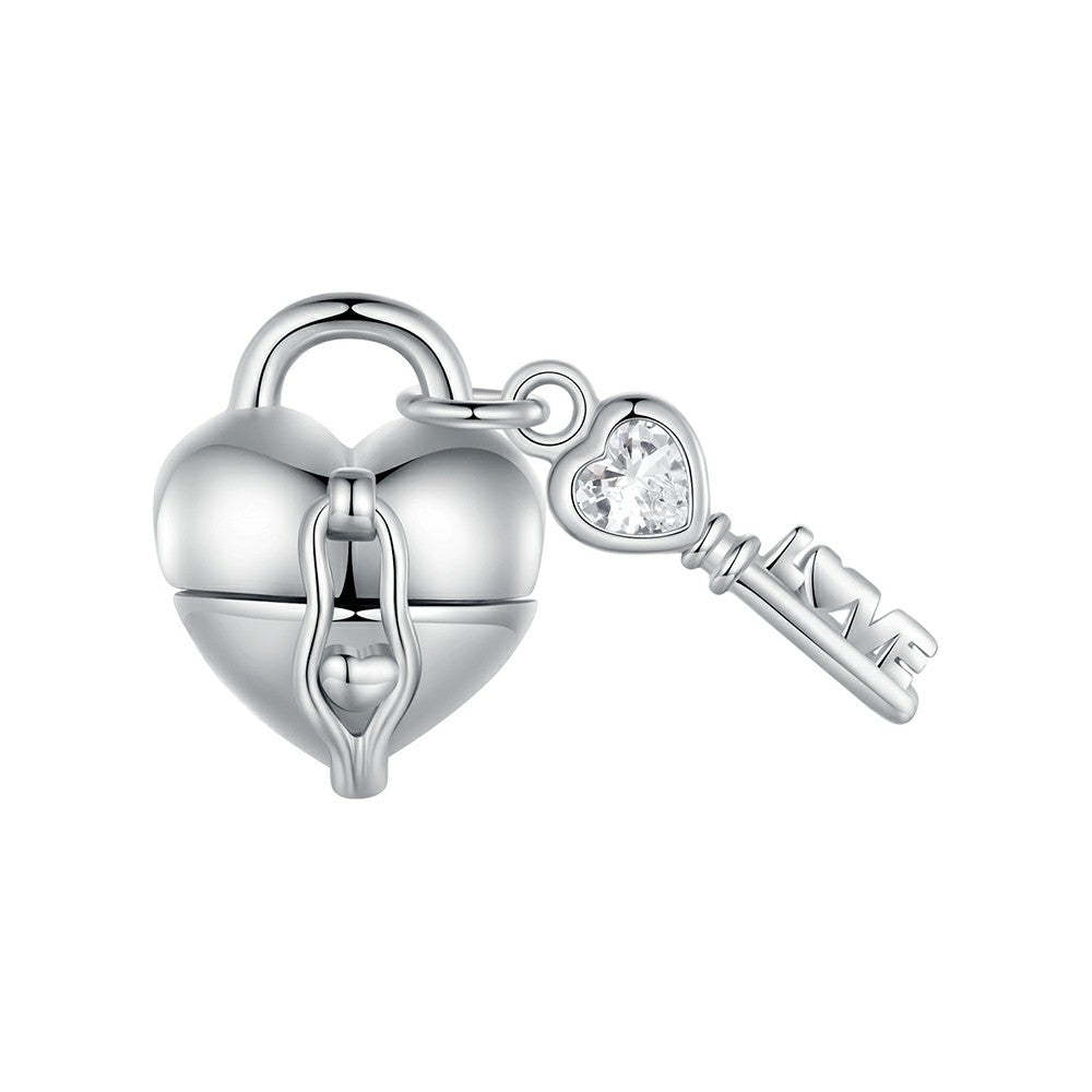 ciondolo con chiave con lucchetto a cuore in argento sterling 925 xs2026
