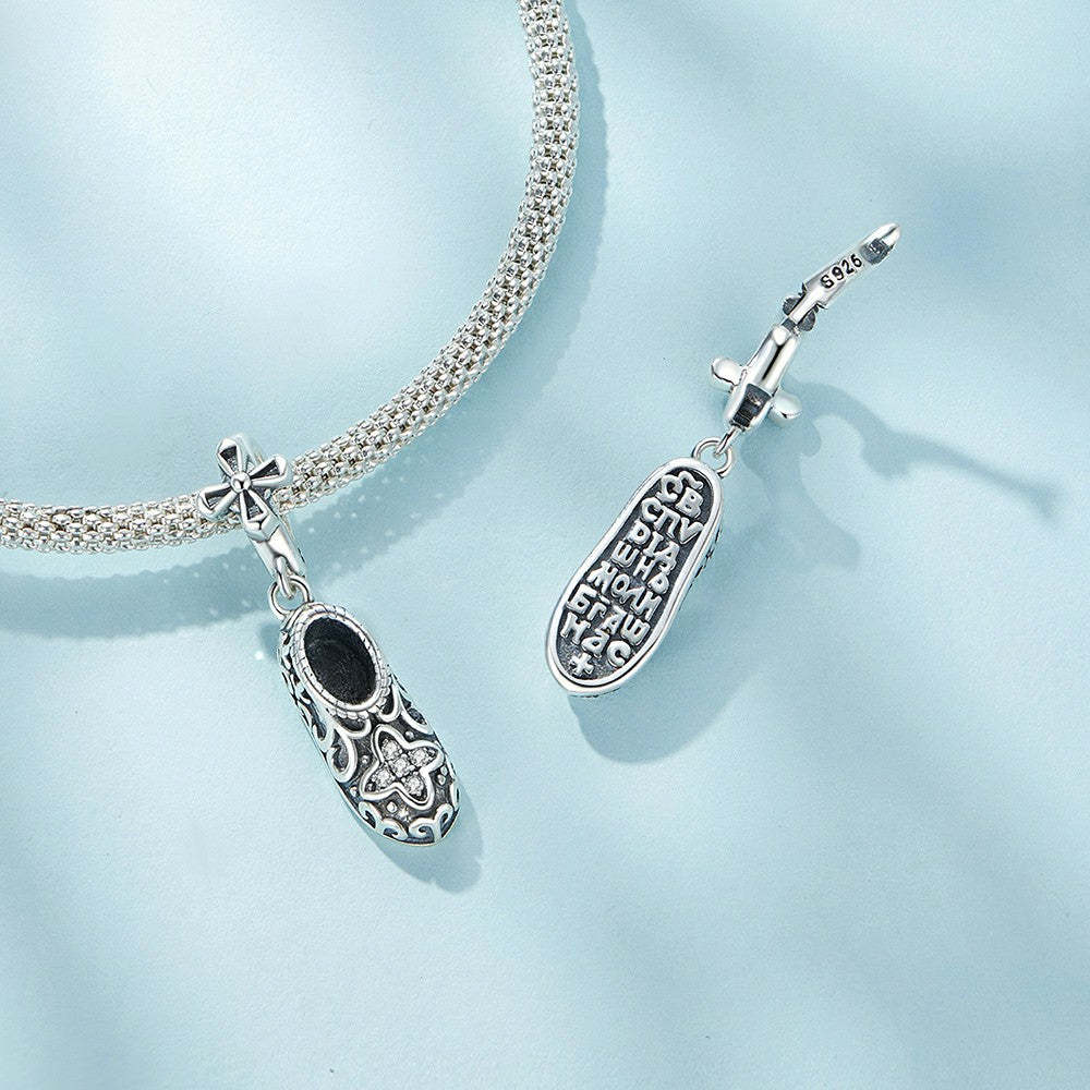 ciondolo con fibbia per scarpe con motivo squisito in argento sterling 925 xs2031