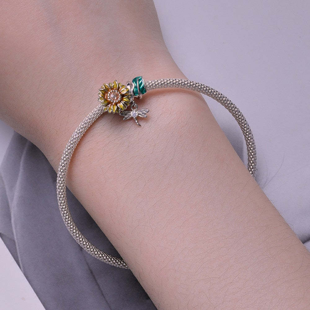 Ciondolo giallo girasole in argento sterling 925, regali per la festa della mamma xs2067