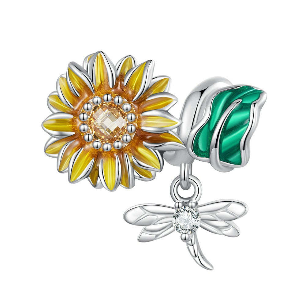 Ciondolo giallo girasole in argento sterling 925, regali per la festa della mamma xs2067