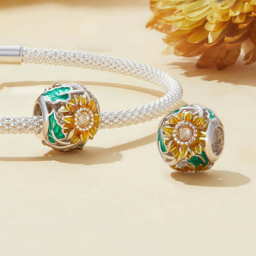 Ciondolo giallo circolare con motivo girasole in argento sterling 925, regali per la festa della mamma xs2068