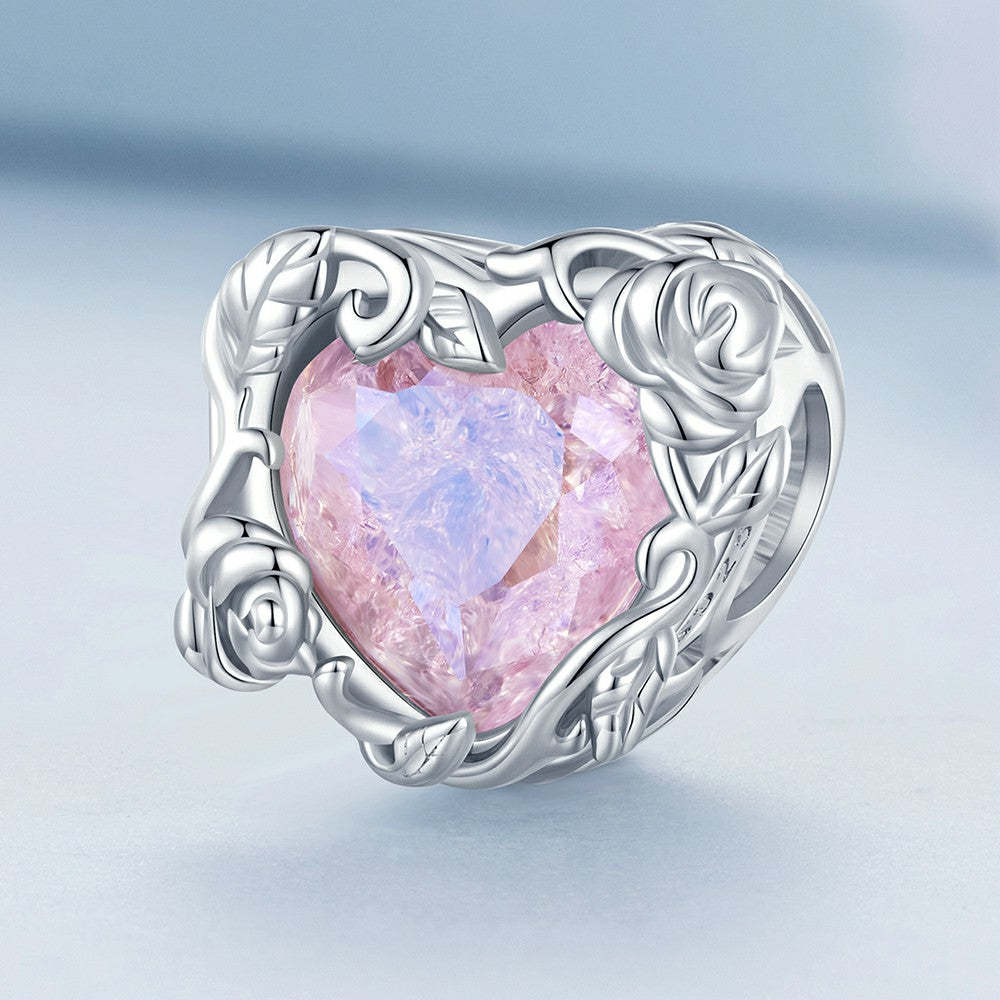 Ciondolo rosa in cristallo rosa argento sterling 925 xs2072