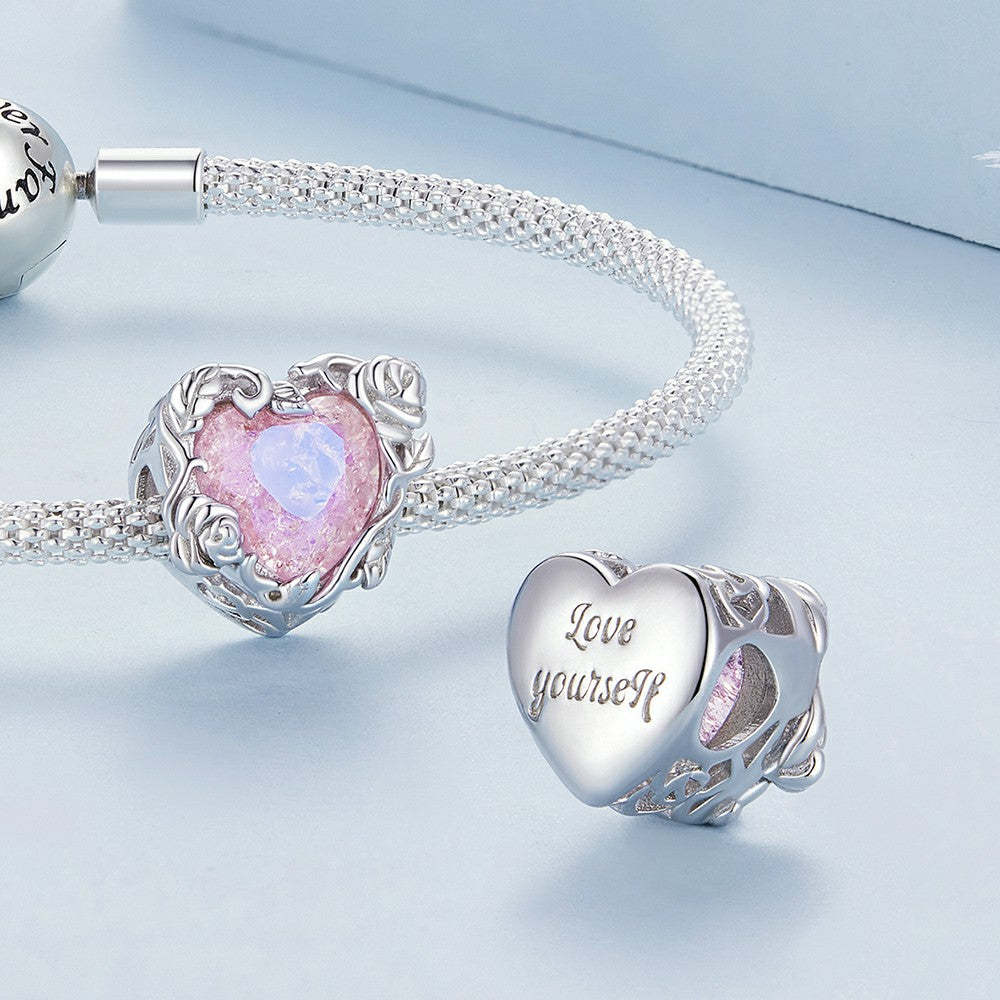 Ciondolo rosa in cristallo rosa argento sterling 925 xs2072