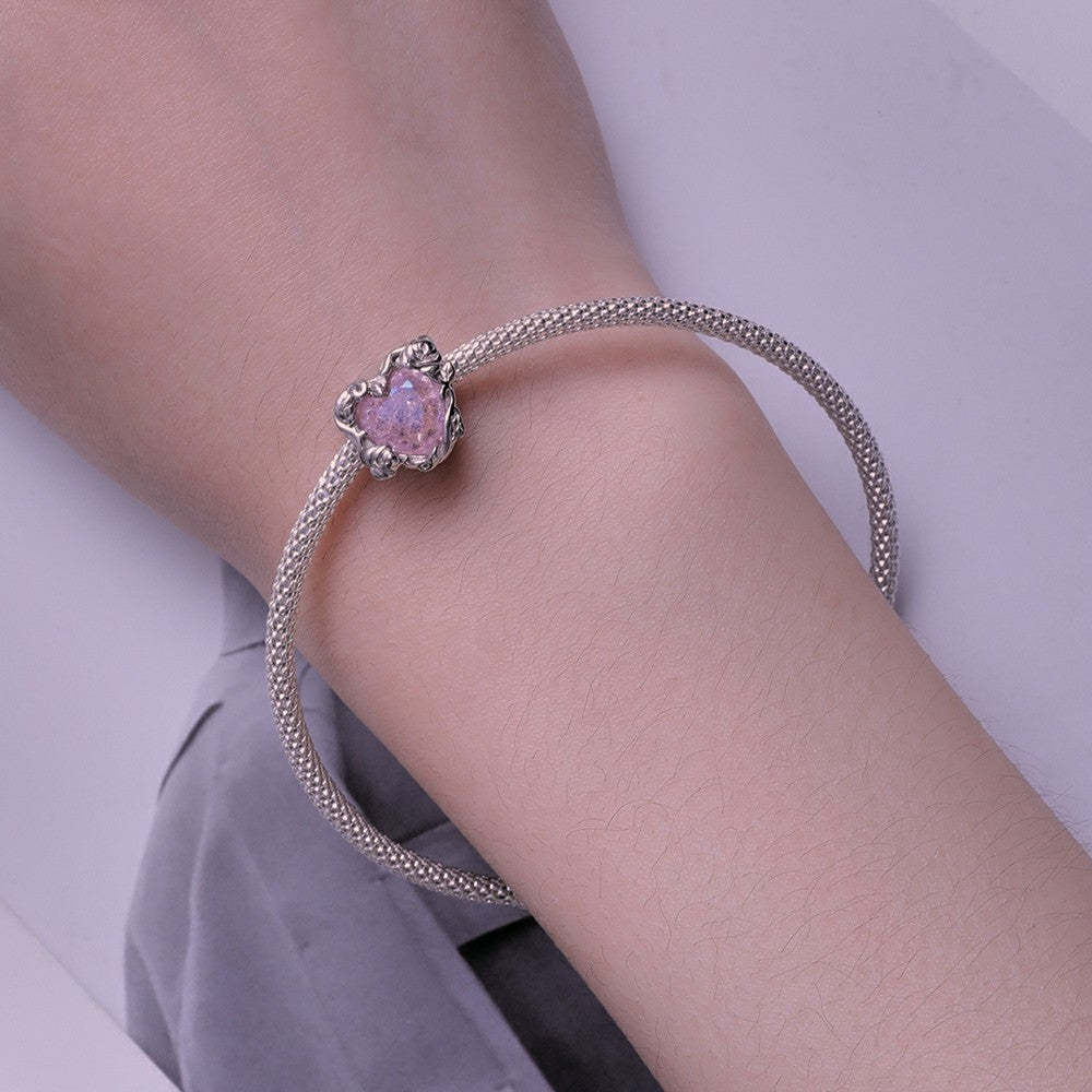Ciondolo rosa in cristallo rosa argento sterling 925 xs2072