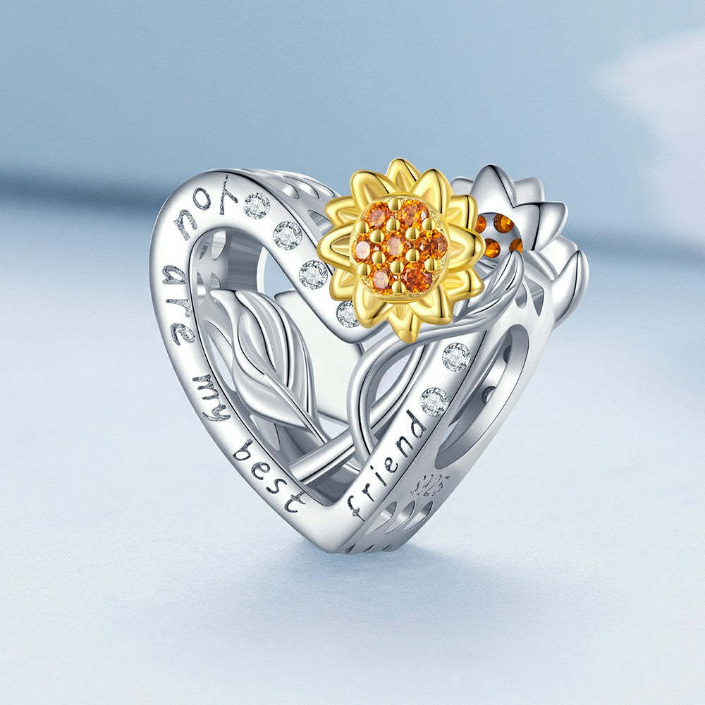 ciondolo girasole tu sei il mio migliore amico, regali per la festa della mamma in argento sterling 925 xs2073