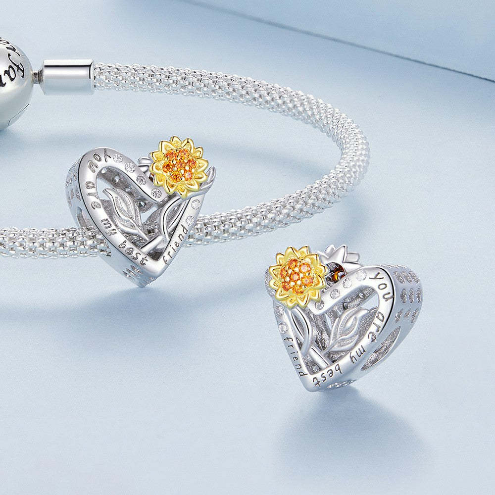 ciondolo girasole tu sei il mio migliore amico, regali per la festa della mamma in argento sterling 925 xs2073
