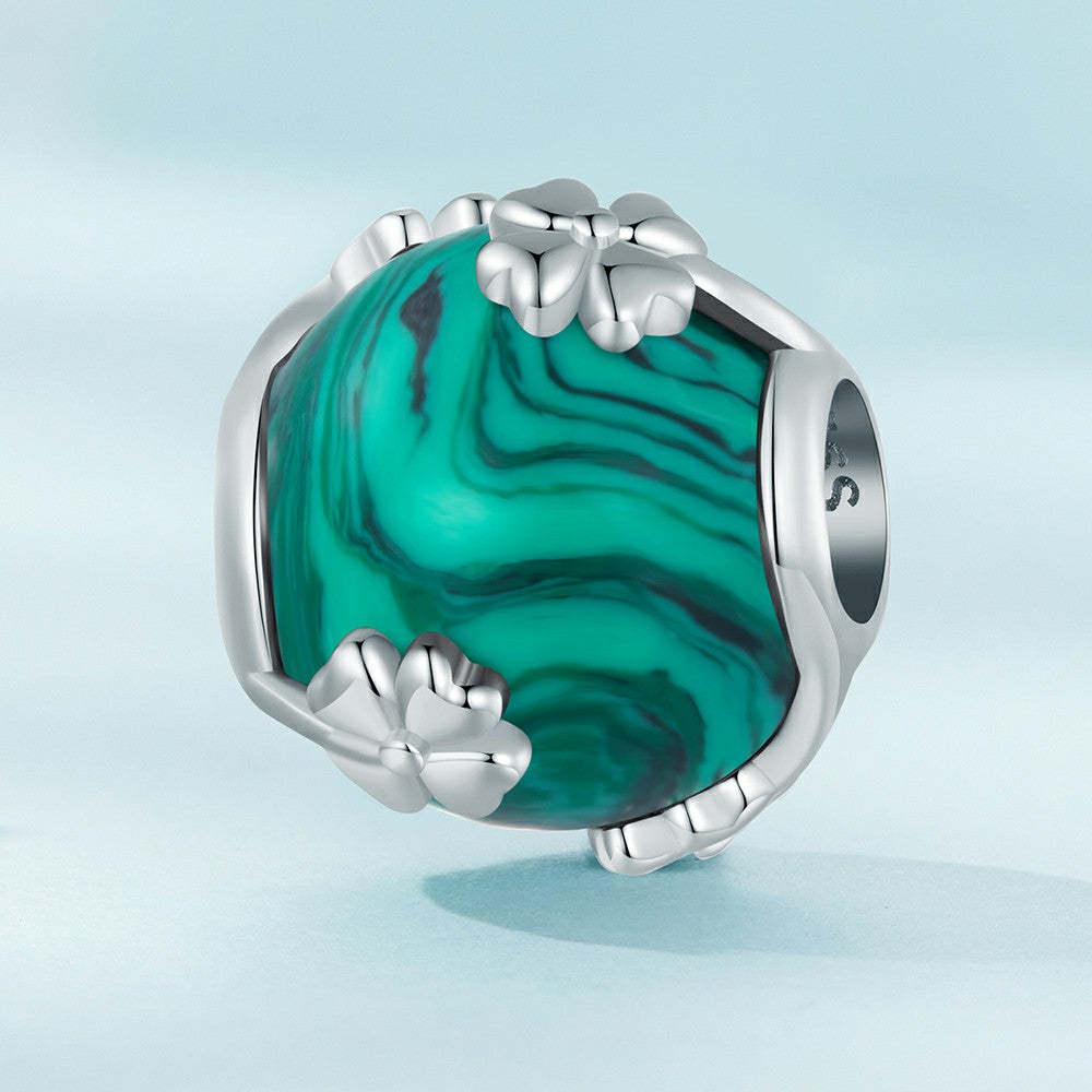 ciondolo verde malachite quadrifoglio in argento sterling 925 xs2075