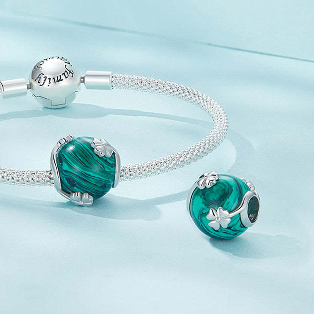 ciondolo verde malachite quadrifoglio in argento sterling 925 xs2075