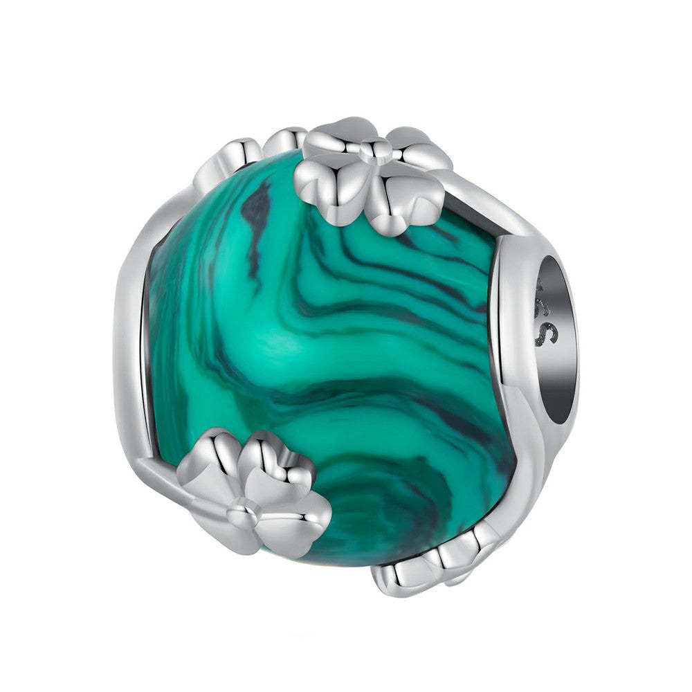 ciondolo verde malachite quadrifoglio in argento sterling 925 xs2075