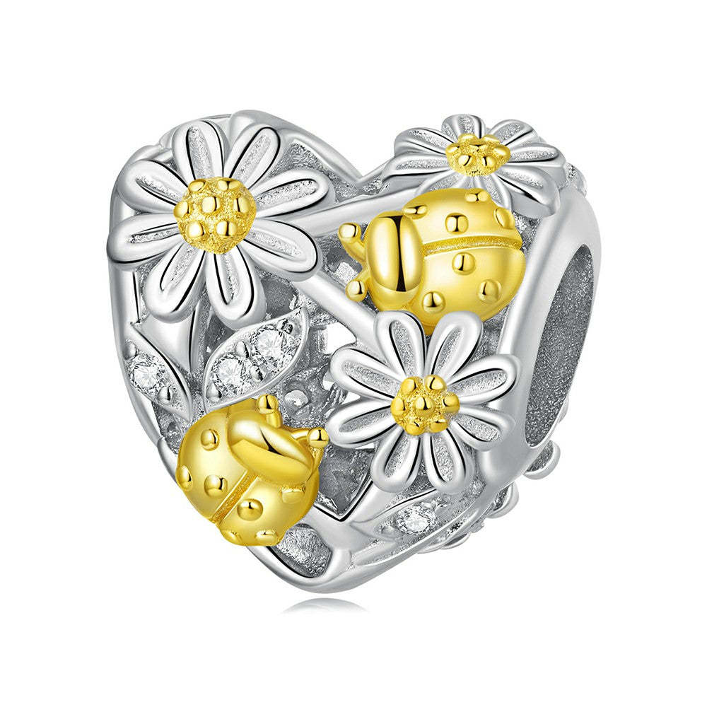 ciondolo con motivo margherita coccinella in argento sterling 925 xs2078