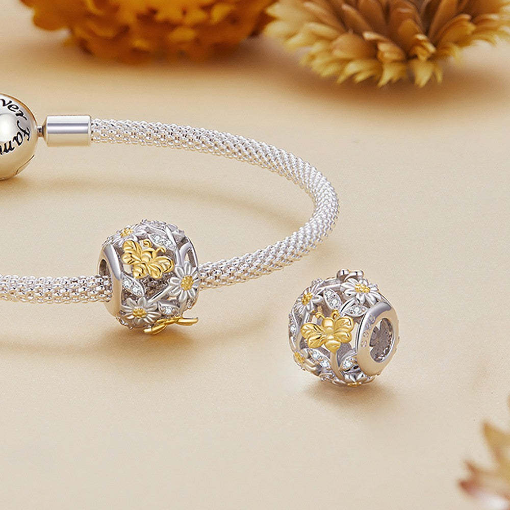 ciondolo con motivo margherita ape gialla in argento sterling 925 xs2079
