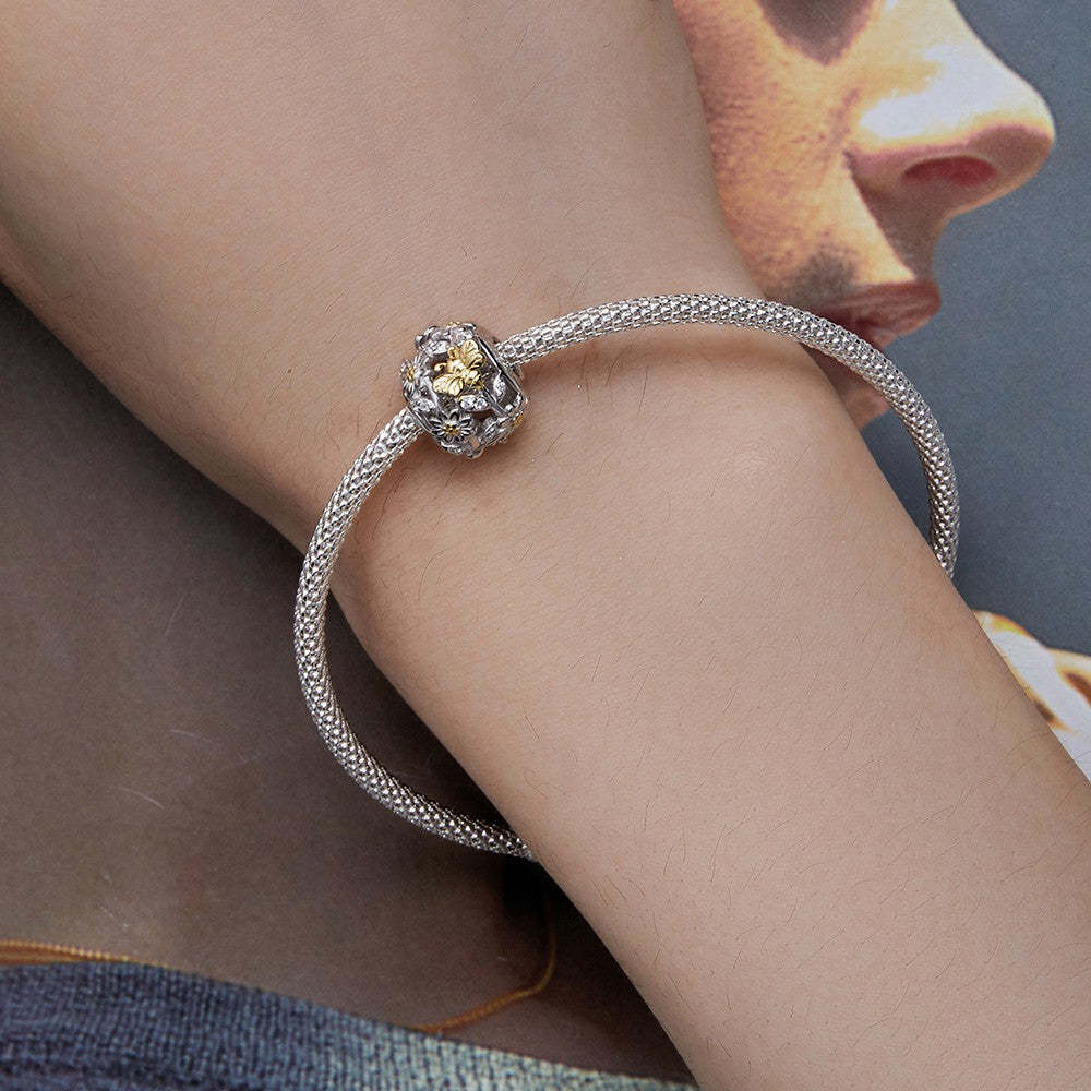 ciondolo con motivo margherita ape gialla in argento sterling 925 xs2079