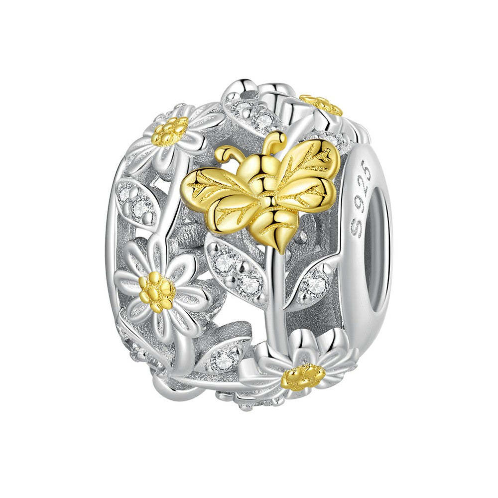 ciondolo con motivo margherita ape gialla in argento sterling 925 xs2079