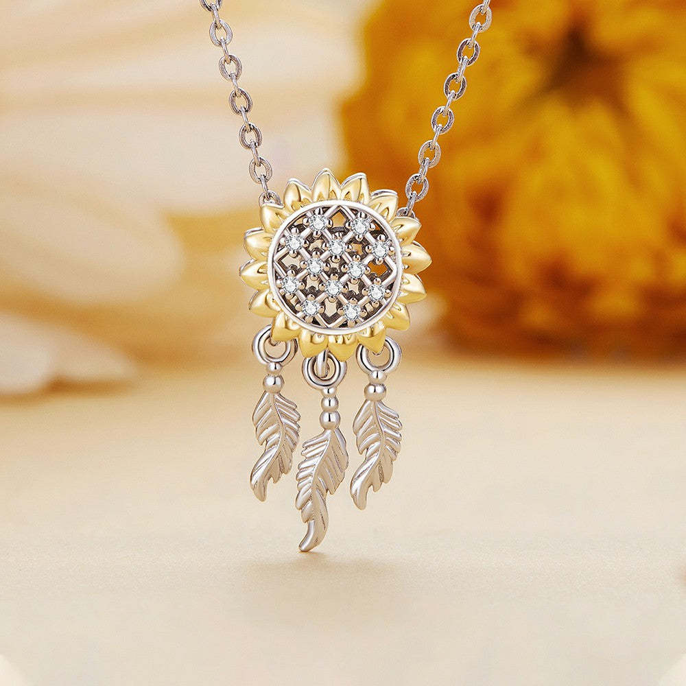 Ciondolo con motivo girasole acchiappasogni giallo in argento sterling 925 xs2080
