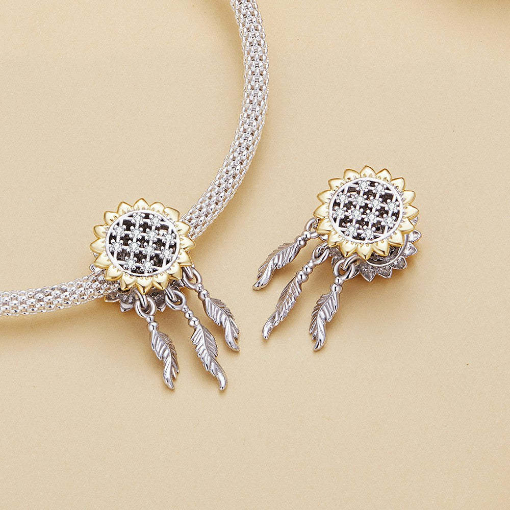 Ciondolo con motivo girasole acchiappasogni giallo in argento sterling 925 xs2080
