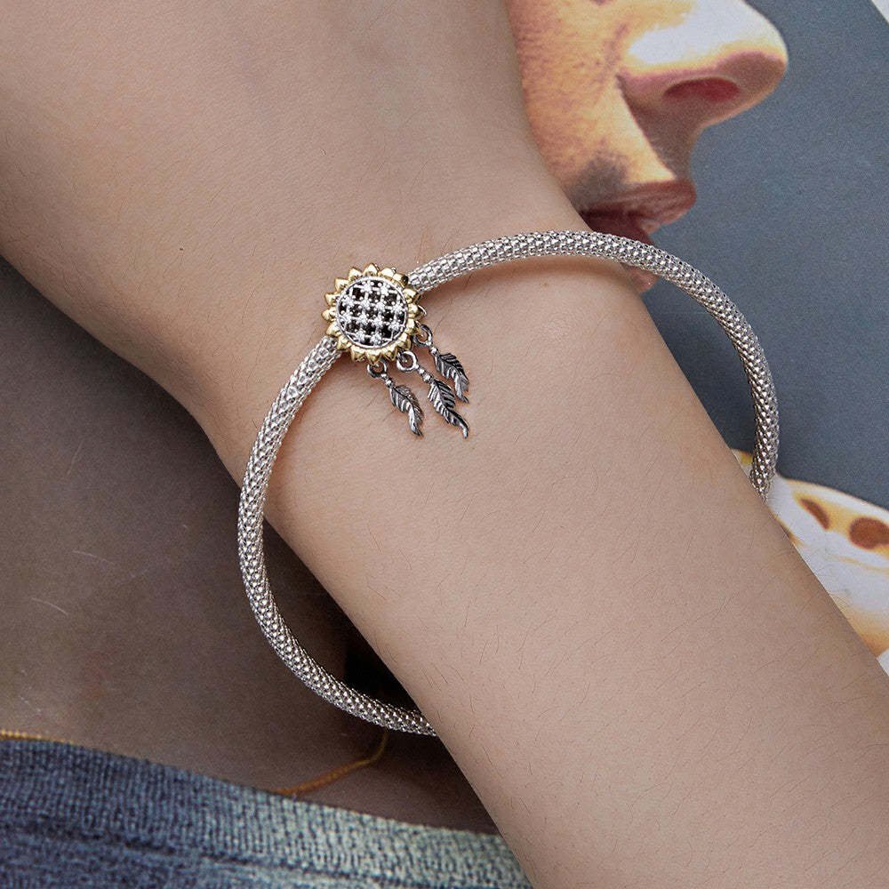 Ciondolo con motivo girasole acchiappasogni giallo in argento sterling 925 xs2080