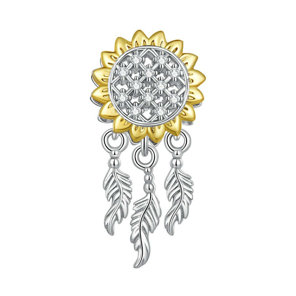 Ciondolo con motivo girasole acchiappasogni giallo in argento sterling 925 xs2080