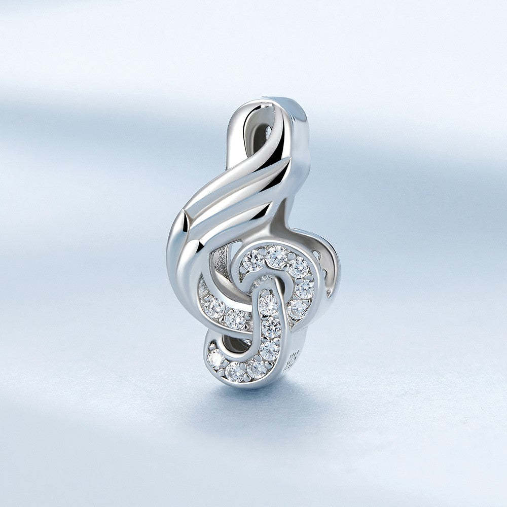 Ciondolo con zircone bianco con motivo nota, regali in argento sterling 925 per gli amanti della musica xs2082