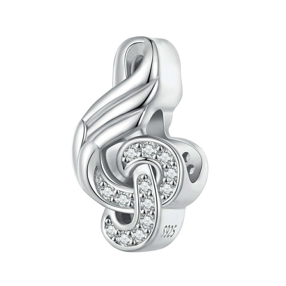 Ciondolo con zircone bianco con motivo nota, regali in argento sterling 925 per gli amanti della musica xs2082