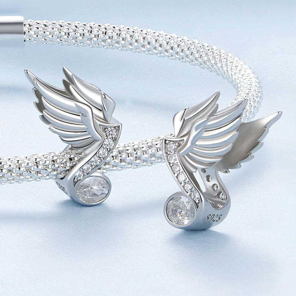 nota degna con ali ciondolo in zircone bianco argento sterling 925 xs2083