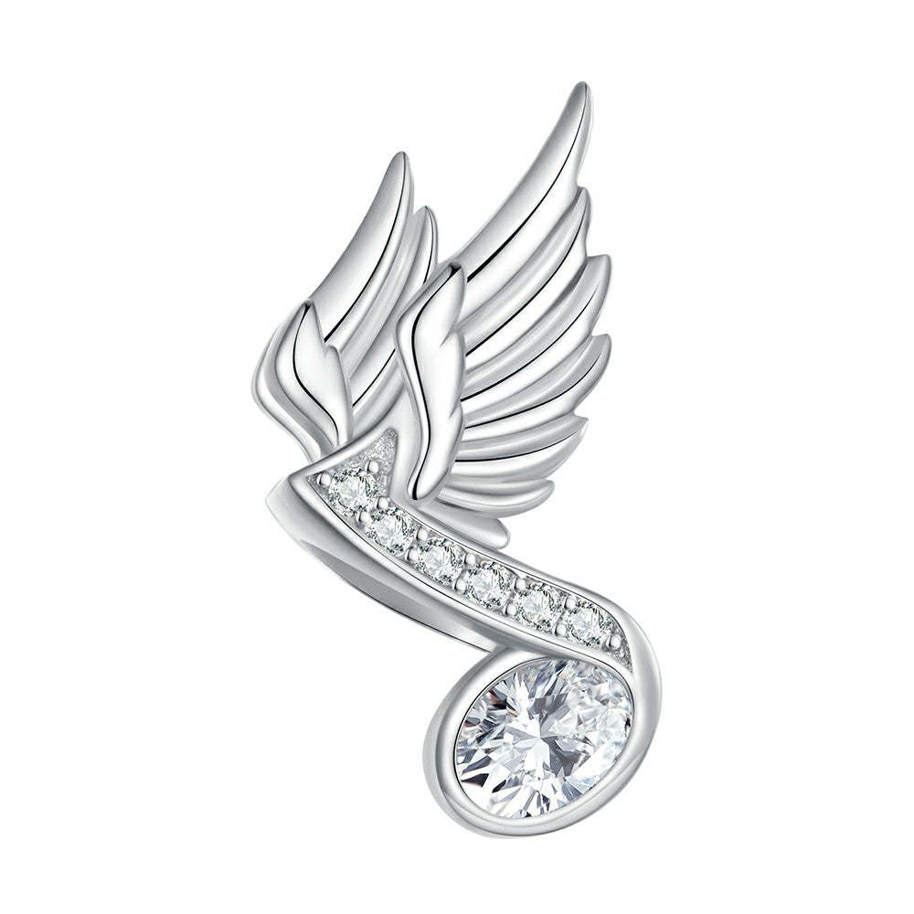 nota degna con ali ciondolo in zircone bianco argento sterling 925 xs2083