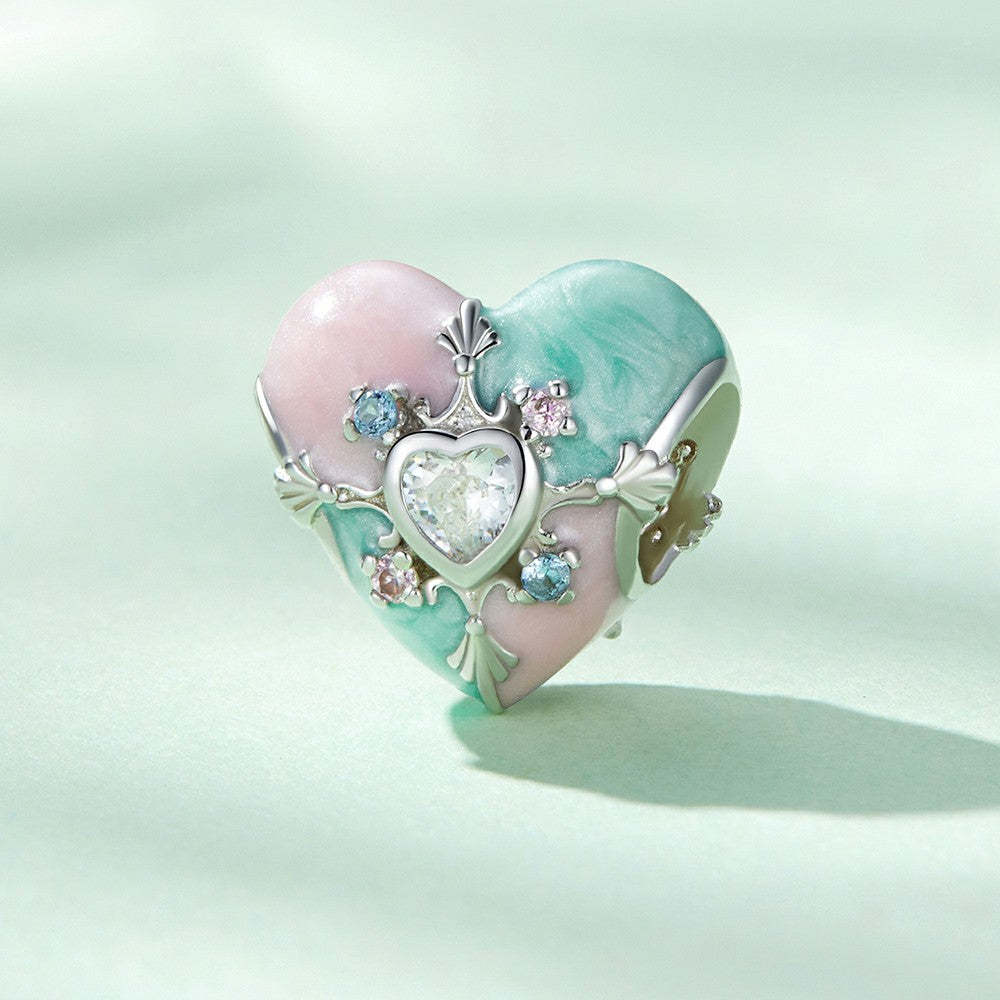 ciondolo colorato pasquale a forma di cuore in argento sterling 925 per pasqua xs2087