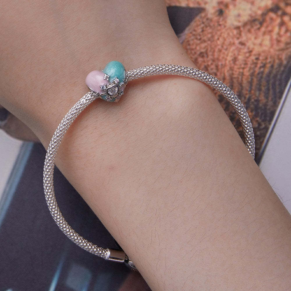 ciondolo colorato pasquale a forma di cuore in argento sterling 925 per pasqua xs2087