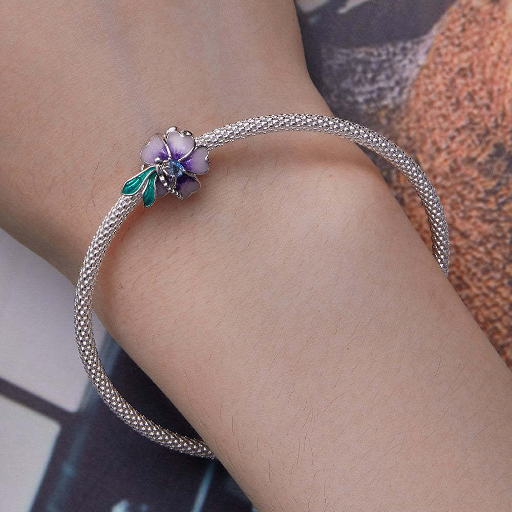Ciondolo fiore libellula viola argento sterling 925 xs2088