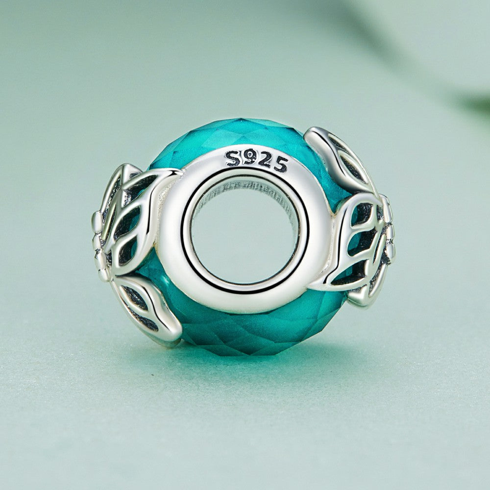 butterfly glass lake green glass charm 925 sterling silver xs2094