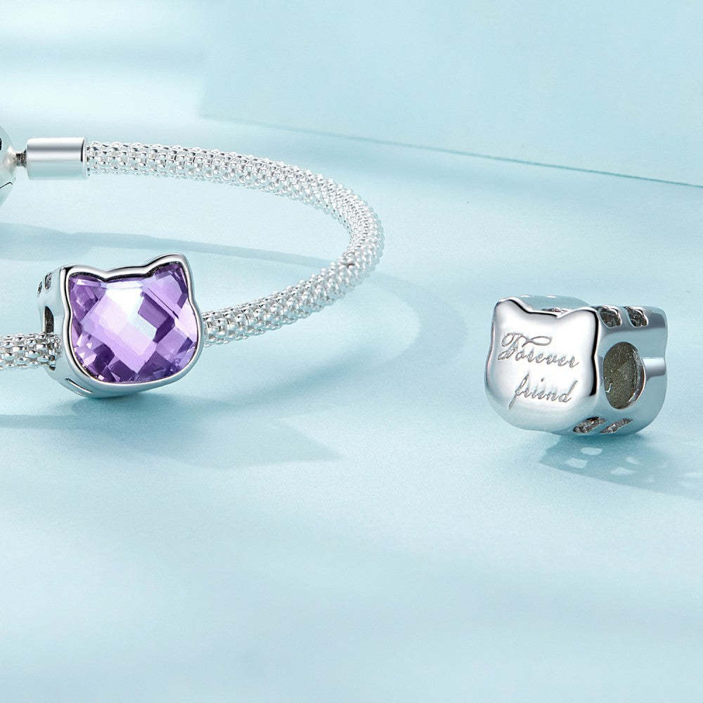 Ciondolo colorato gatto regali in argento sterling 925 per gli amanti degli animali xs2099