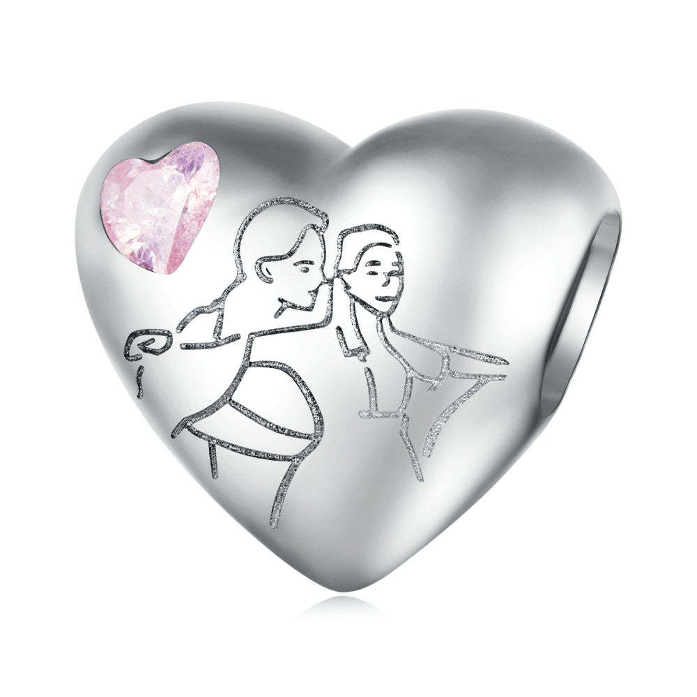 ciondolo vita e morte insieme con zircone rosa in argento sterling 925 xs2108