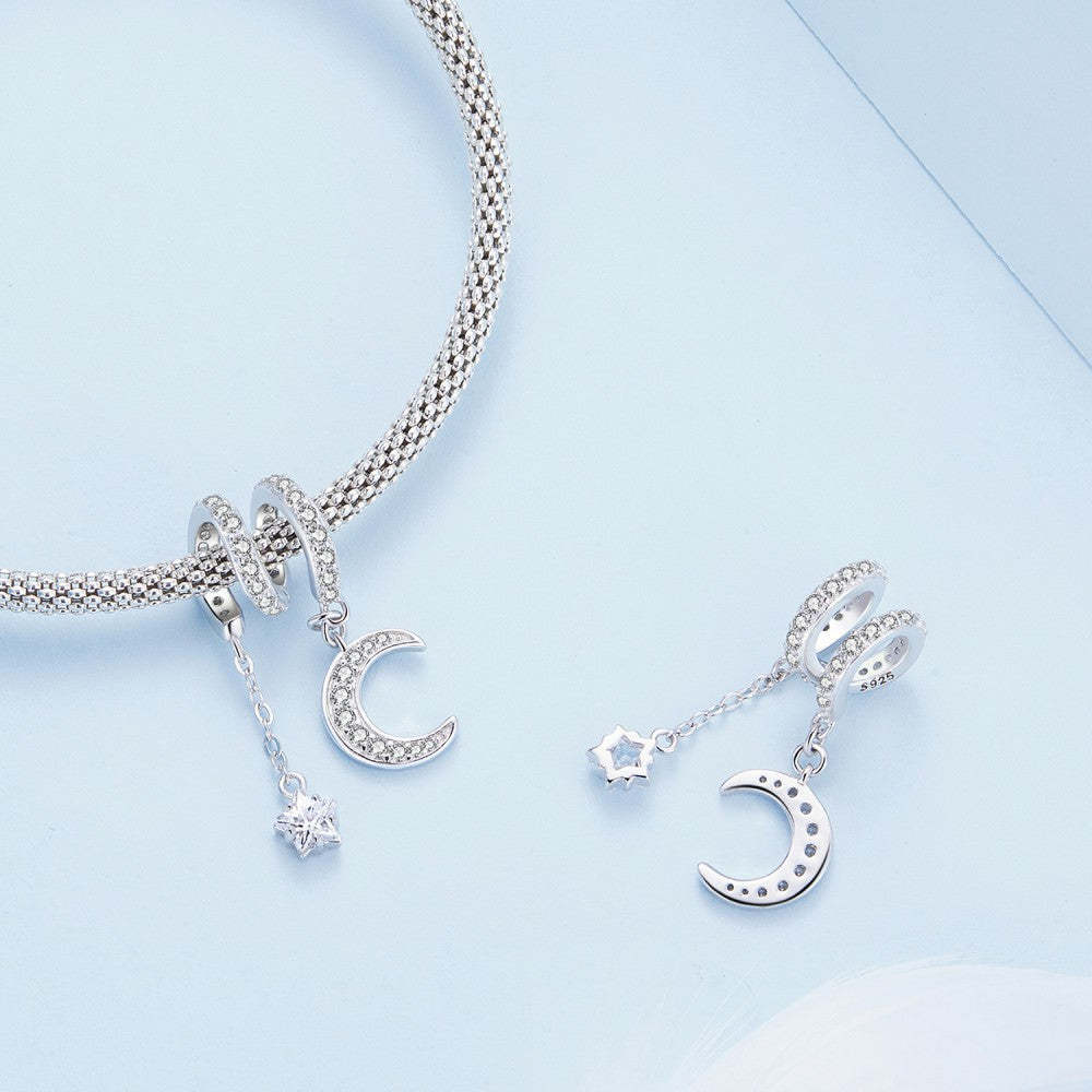 Ciondolo stella ondeggiante al chiaro di luna in argento sterling 925 xs2110