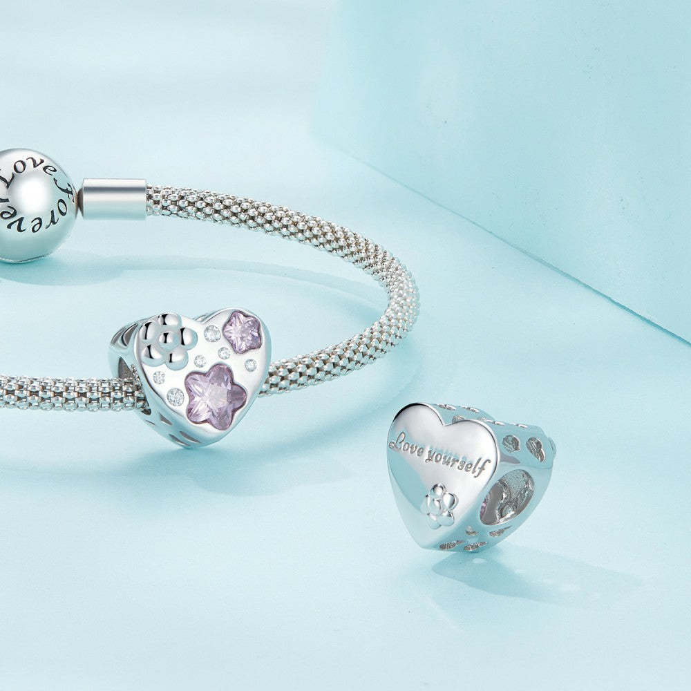 ciondolo con fiore d'amore rosa in argento sterling 925 xs2111