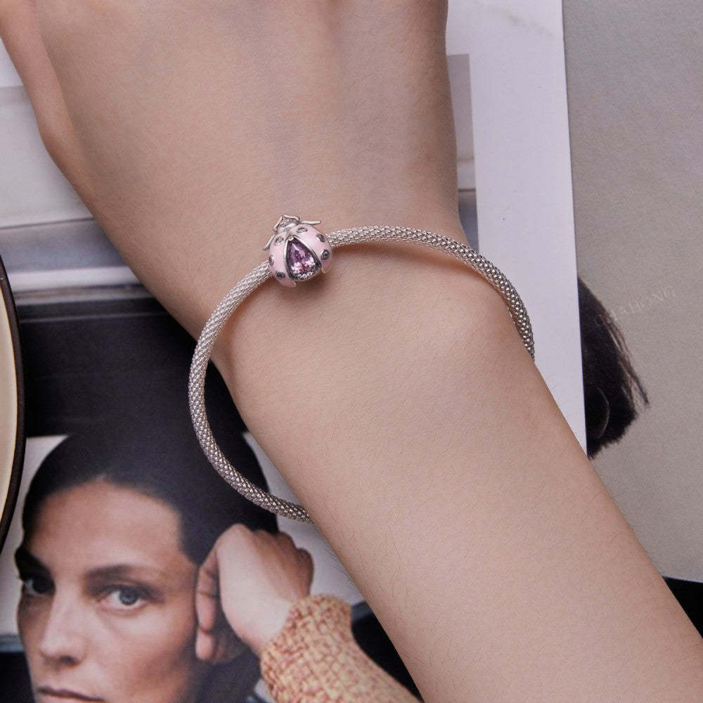 Ciondolo di design rosa coccinella in argento sterling 925 xs2112