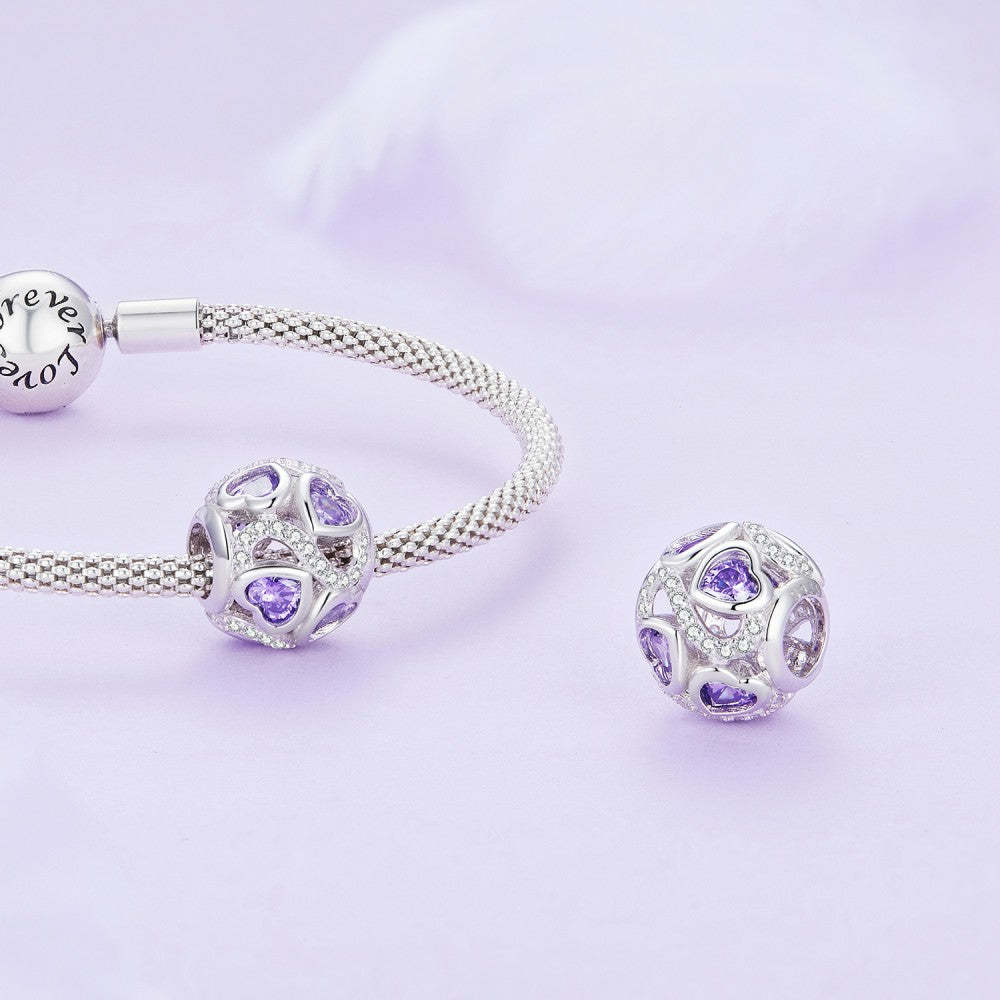 Ciondolo sferico zircone viola amore infinito in argento sterling 925 xs2114