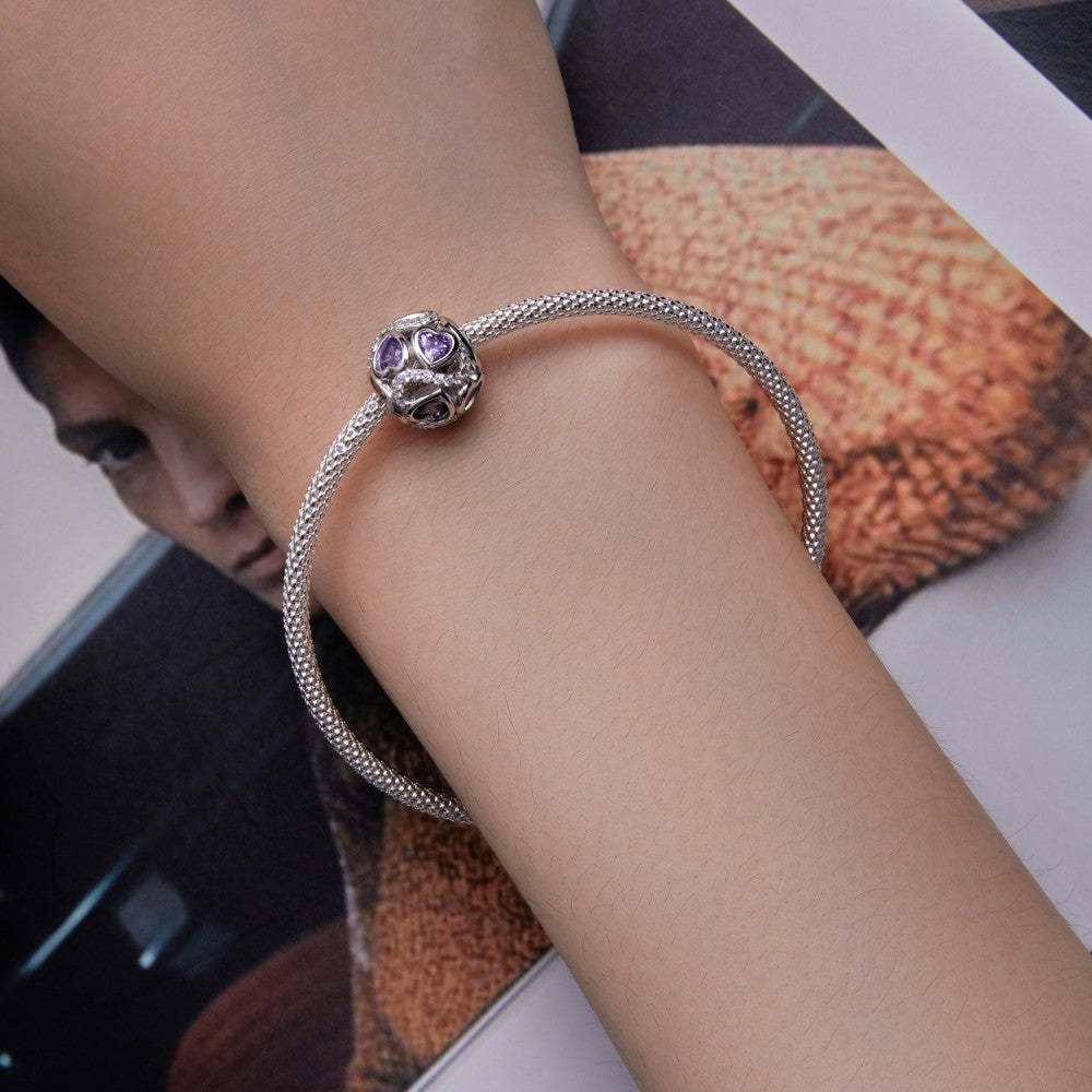 Ciondolo sferico zircone viola amore infinito in argento sterling 925 xs2114