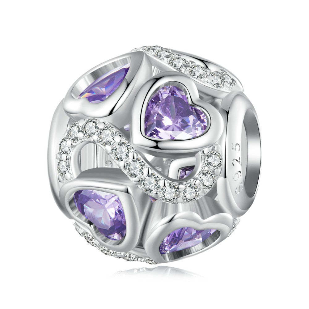 Ciondolo sferico zircone viola amore infinito in argento sterling 925 xs2114
