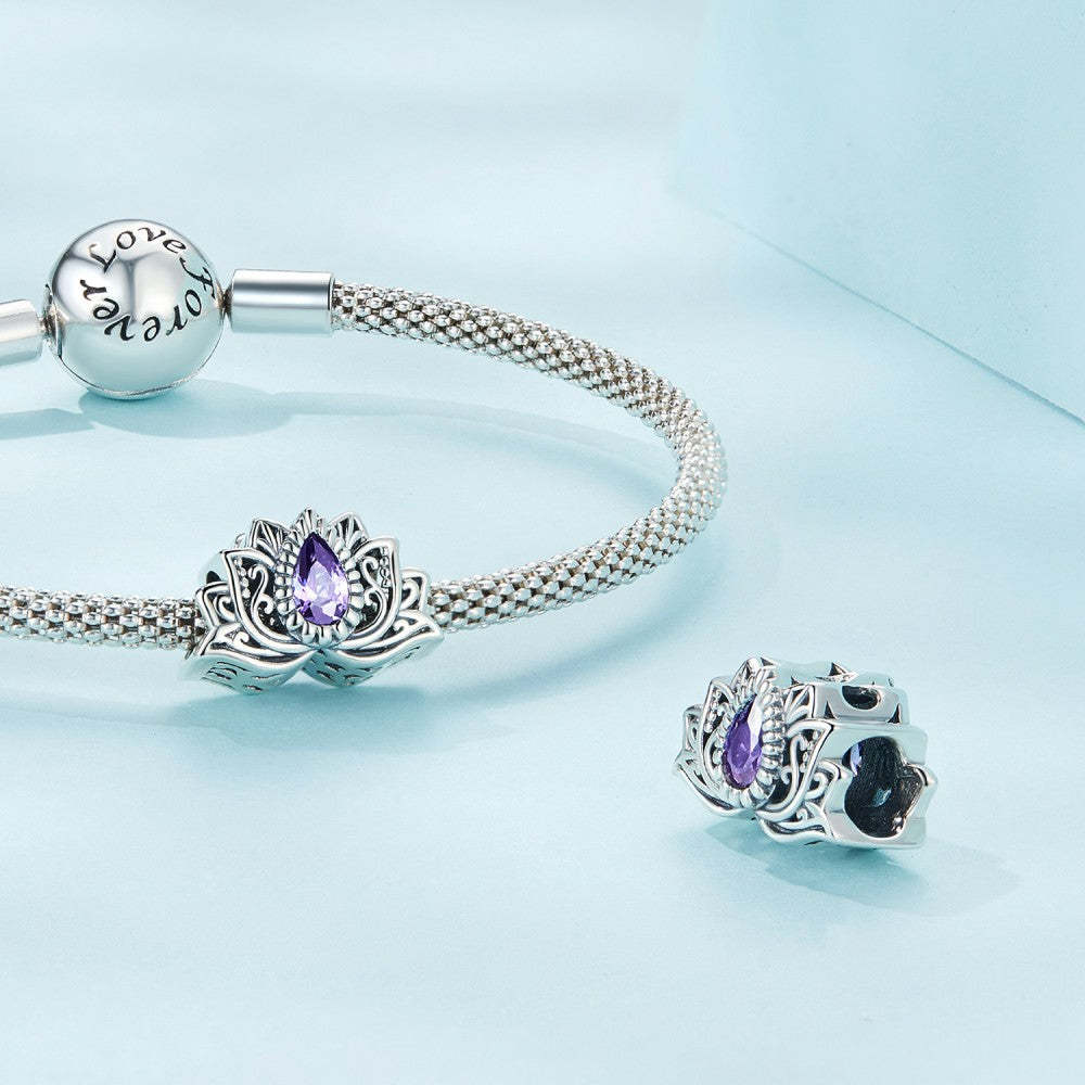 Ciondolo zircone viola loto in argento sterling 925 xs2116