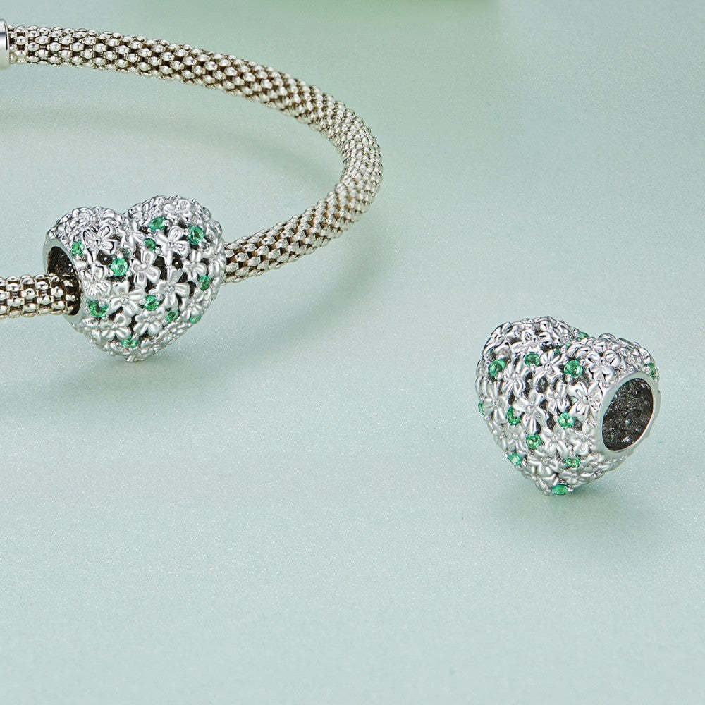 ciondolo decorativo cuore fortunato con zircone verde in argento sterling 925 xs2118