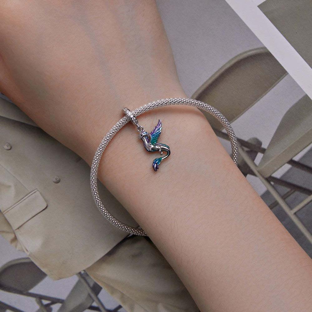 Ciondolo colorato drago volante in argento sterling 925 xs2122