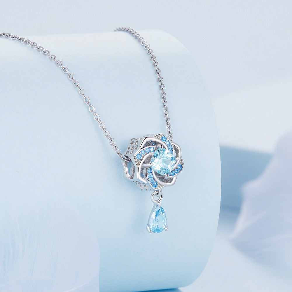 ciondolo di lusso con zircone blu in argento sterling 925 xs2125