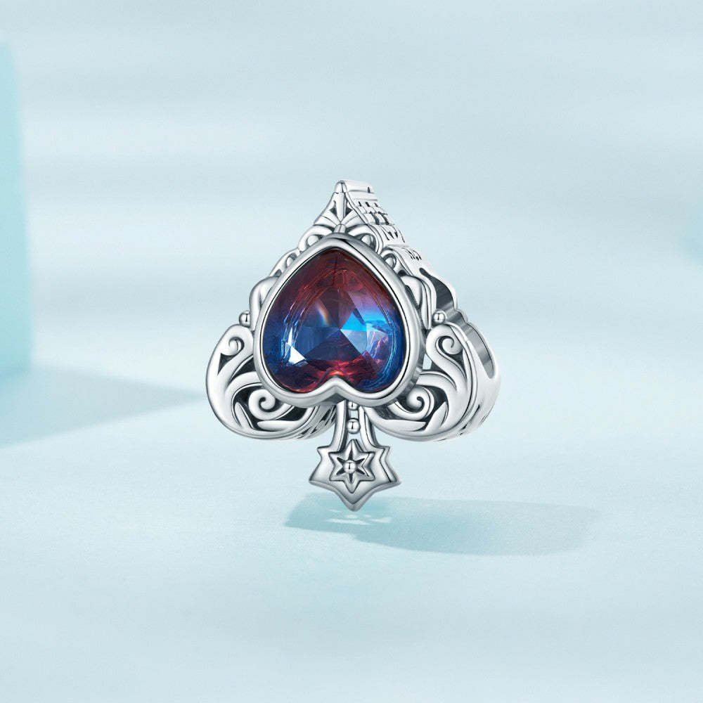 ciondolo sfumato a forma di cuore con picche in argento sterling 925 xs2131